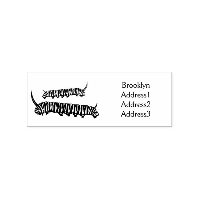 Monarch caterpillar cartoon illustration rubber stamp (Imprint)