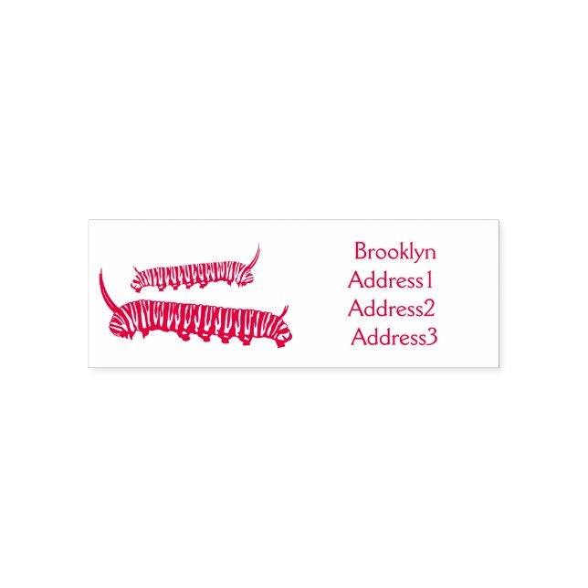 Monarch caterpillar cartoon illustration self-inking stamp (Design)