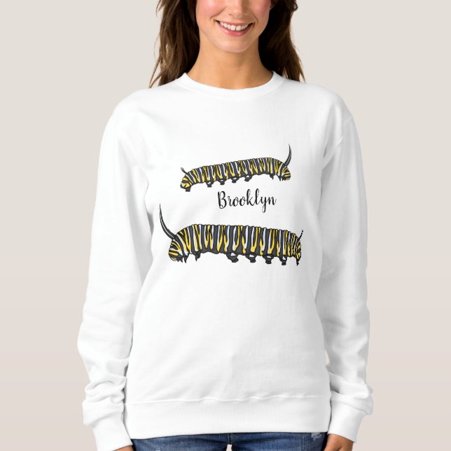 Monarch caterpillar cartoon illustration sweatshirt (Front)