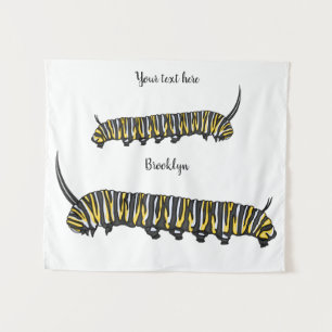 Monarch caterpillar cartoon illustration tapestry
