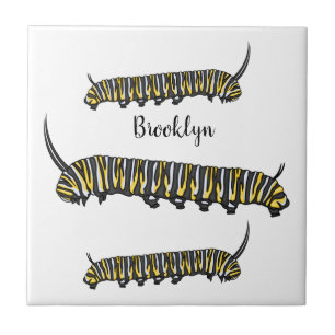 Monarch caterpillar cartoon illustration  tile