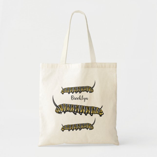 Monarch caterpillar cartoon illustration  tote bag (Front)