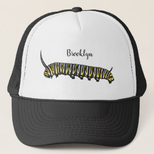 Monarch caterpillar cartoon illustration trucker hat