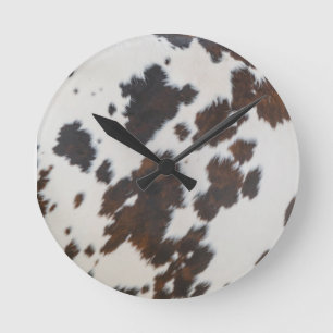 Monarch Cow Black Fur Round Clock