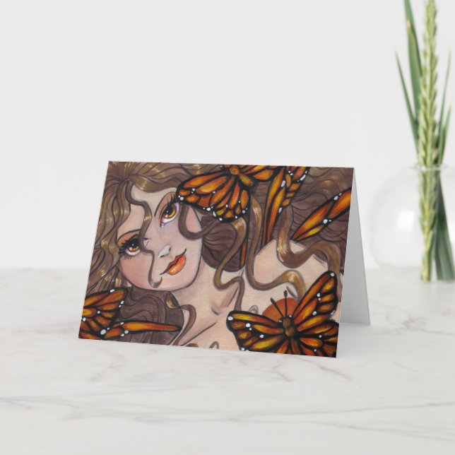 "Monarch Fairy" blank fantasy greeting card (Front)