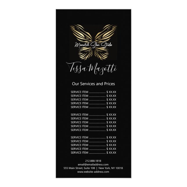 Monarch Hair Makeup Lashes Nail Wax Logo Black Rac Rack Card (Back)
