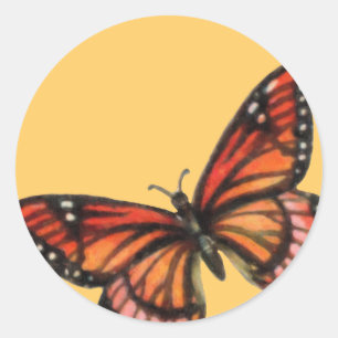 Monarch on Custom Colour Background Classic Round Sticker