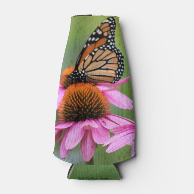 Monarch on Echinacea Bottle Cooler (Front)