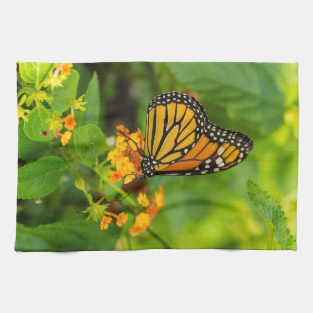 Monarch On Lantana Tea Towel (Horizontal)