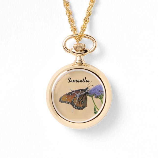 Monarch on Purple Flower Nature Photo Butterfly Watch (Front)