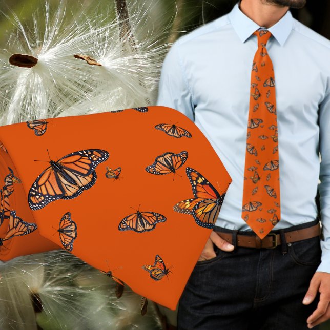 Monarch Pattern Orange Butterflies Tie (Creator Uploaded)