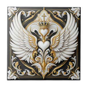 Monarch Winged Heart Design Tile