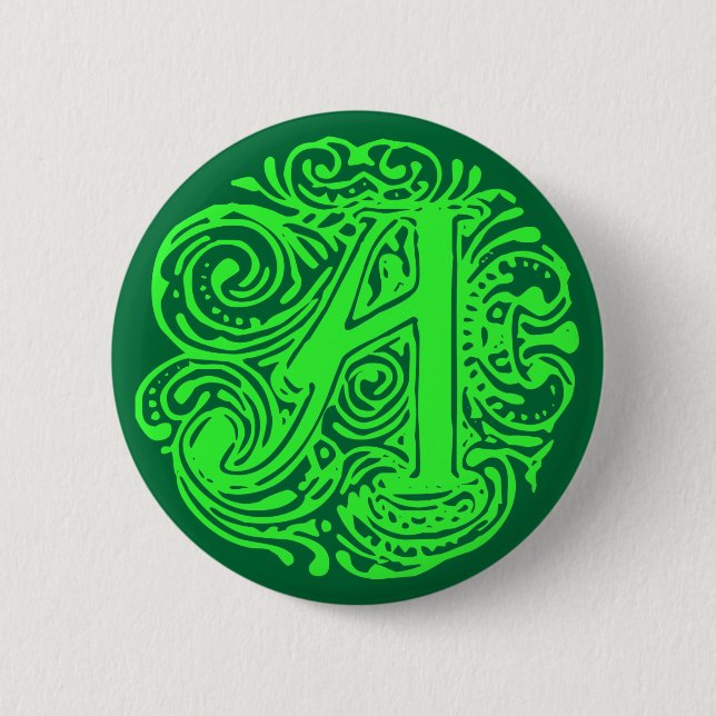 Monarchia Green  "A" 6 Cm Round Badge (Front)