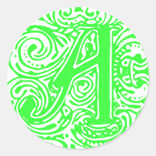 Monarchia Green "A" Classic Round Sticker