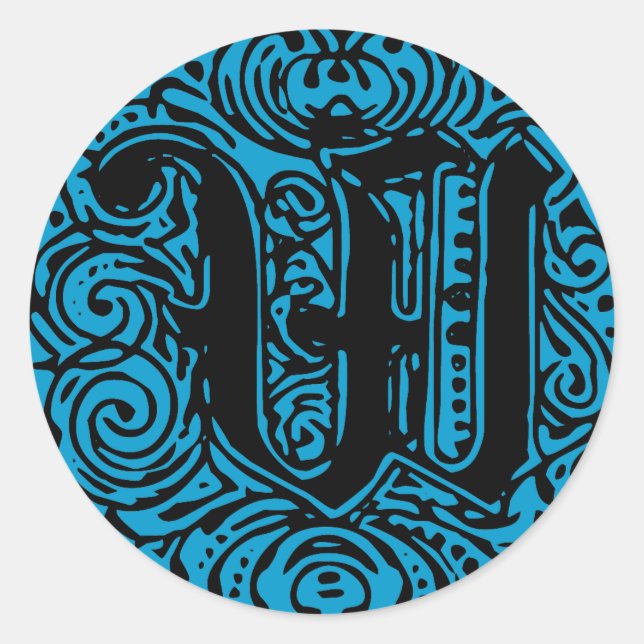 Monarchia Monogram Letter W Initial Alphabet W Classic Round Sticker (Front)