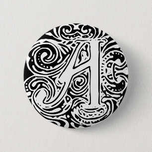 Monarchia White Letter "A" 6 Cm Round Badge