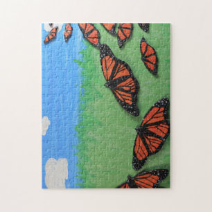 Monarchs Migrating Folk Art of Clay Jigsaw Puzzle