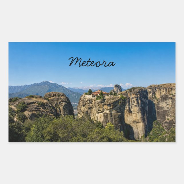 Monastery Above the Rocks | Meteora Greece Rectangular Sticker (Front)