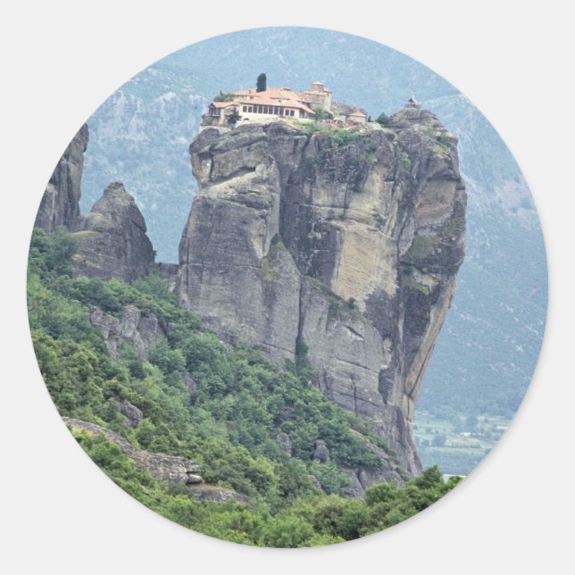 Monastery in Meteora, Greece Europe Classic Round Sticker (Front)