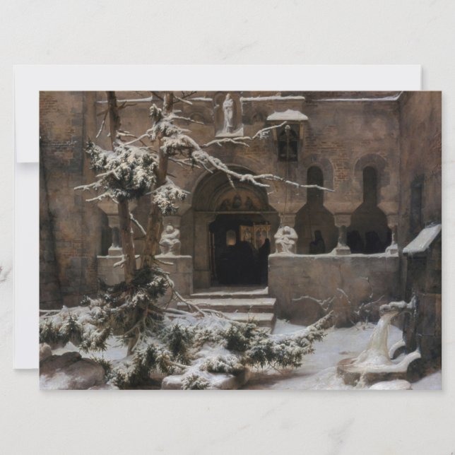 Monastery in Winter Snow (by Karl Lessing) Card (Front)