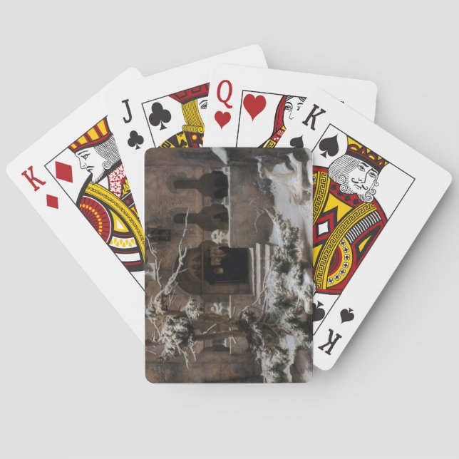 Monastery in Winter Snow (by Karl Lessing) Playing Cards (Back)
