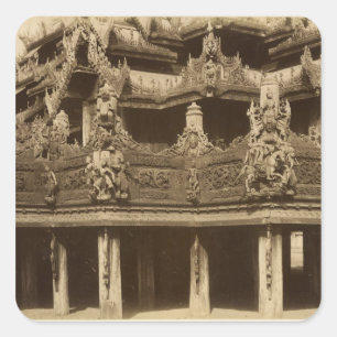 Monastery or Pagoda, detail, probably Mandalay Square Sticker