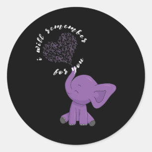 Monat I End Purple Bow Elephant  Classic Round Sticker