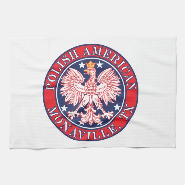 Monaville Texas Polish American Eagle Tea Towel (Horizontal)