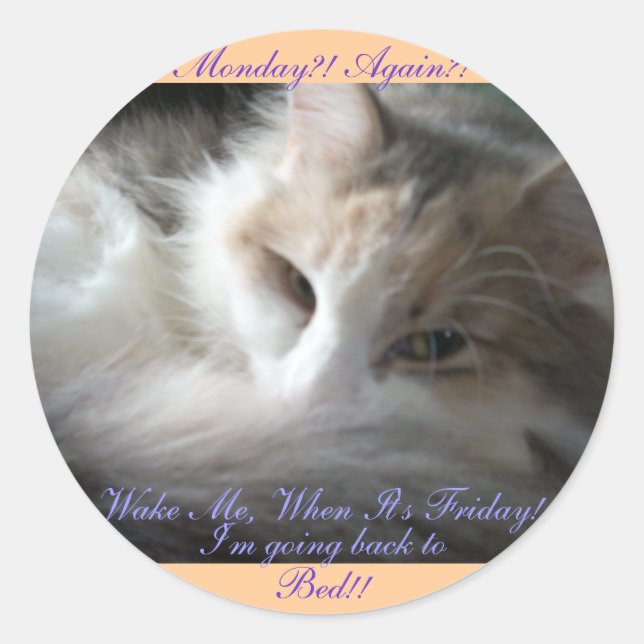 Monday Again?, Wake Me When It's Friday Classic Round Sticker (Front)