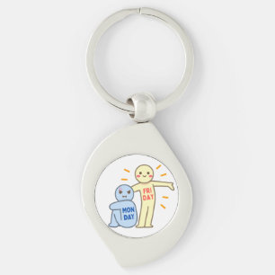 Monday Blues vs Friday Vibes – Comic Mood Doodles Key Ring