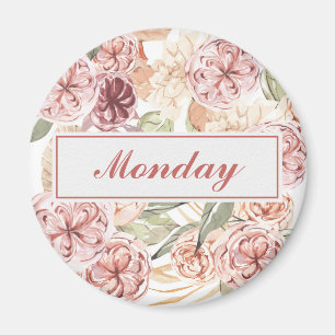 Monday Day of the Week Organiser Floral  Magnet