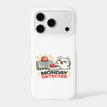 Monday Detected - Funny Cute Tired Character Alarm