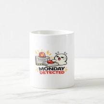 Monday Detected - Funny Cute Tired Character Alarm