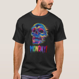 Monday Halloween Costume Trippy Skull Spooky T-Shirt