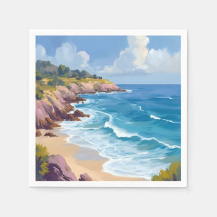Monday in Malibu Beach Cliffs CA Travel Napkin