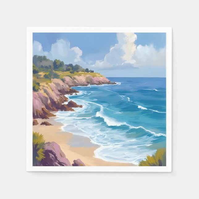 Monday in Malibu | Beach Cliffs CA Travel  Napkin (Front)