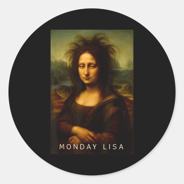 Monday Lisa Disheveled Clic Art Parody Week Start  Classic Round Sticker (Front)