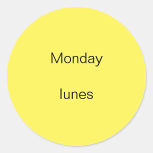 Monday lunes English to Spanish Stickers