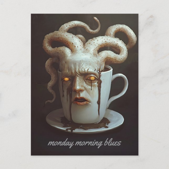 Monday morning blues caffeine level warning 4 postcard (Front)