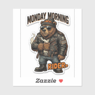 Monday Morning Rider Sticker — Biker Bear Coffee