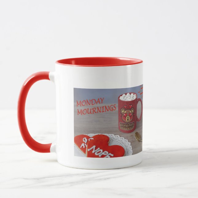 Monday mornings marrie heart valentines coffee mug (Left)