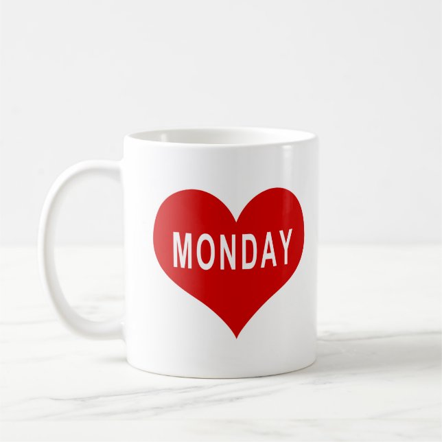 MONDAY Red Love Heart Coffee Mug (Left)