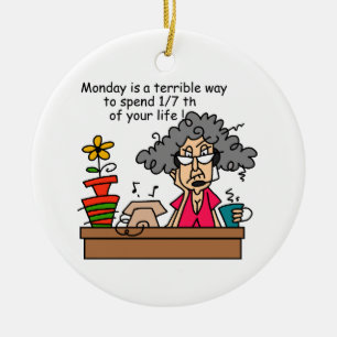 Mondays Humour Ceramic Tree Decoration