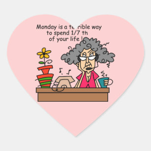 Mondays Humour Heart Sticker