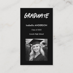 Mondern Black and White Graduation  Business Card