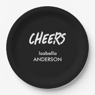 Mondern Black and White Graduation  Paper Plate