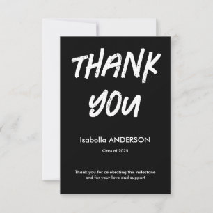 Mondern Black and White Graduation Thank You Card