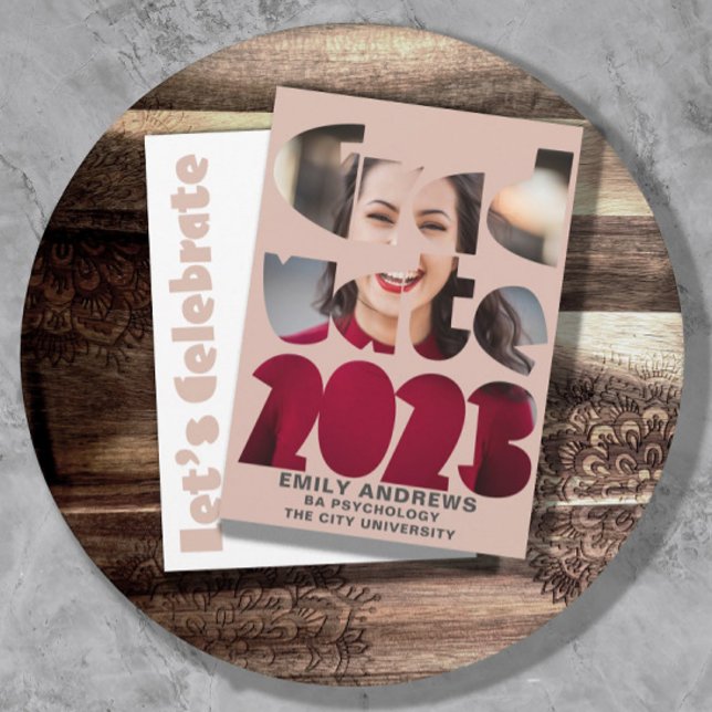 Mondern Simple Graduation Photo Rose Gold Invitation (Creator Uploaded)