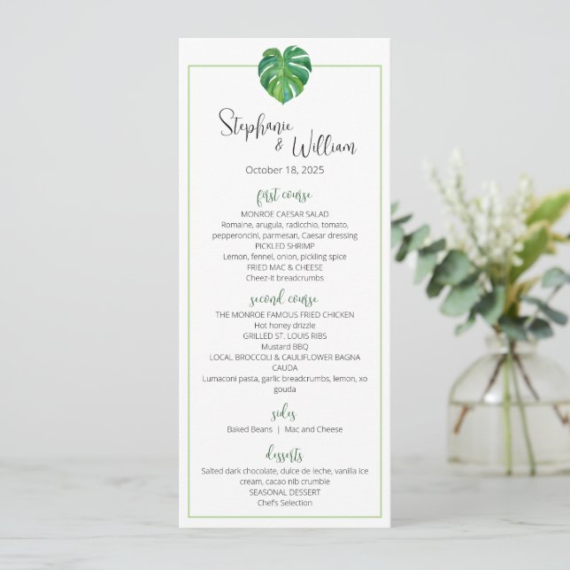 Mondern Tropical Menu - Flat Card (Standing Front)