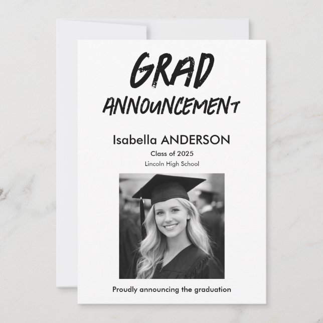 MondernBlack and White Graduation Announcement (Front)